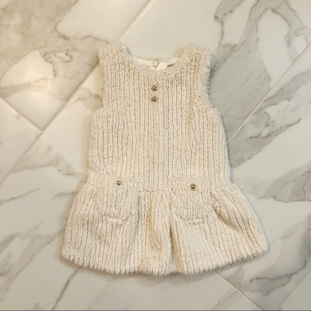 Mayoral Baby Cream Faux Fur Dress